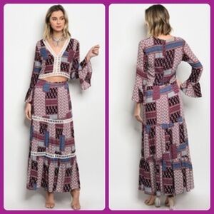 Bohemian Printed Skirt and Top Set Co-Ord Woman’s
